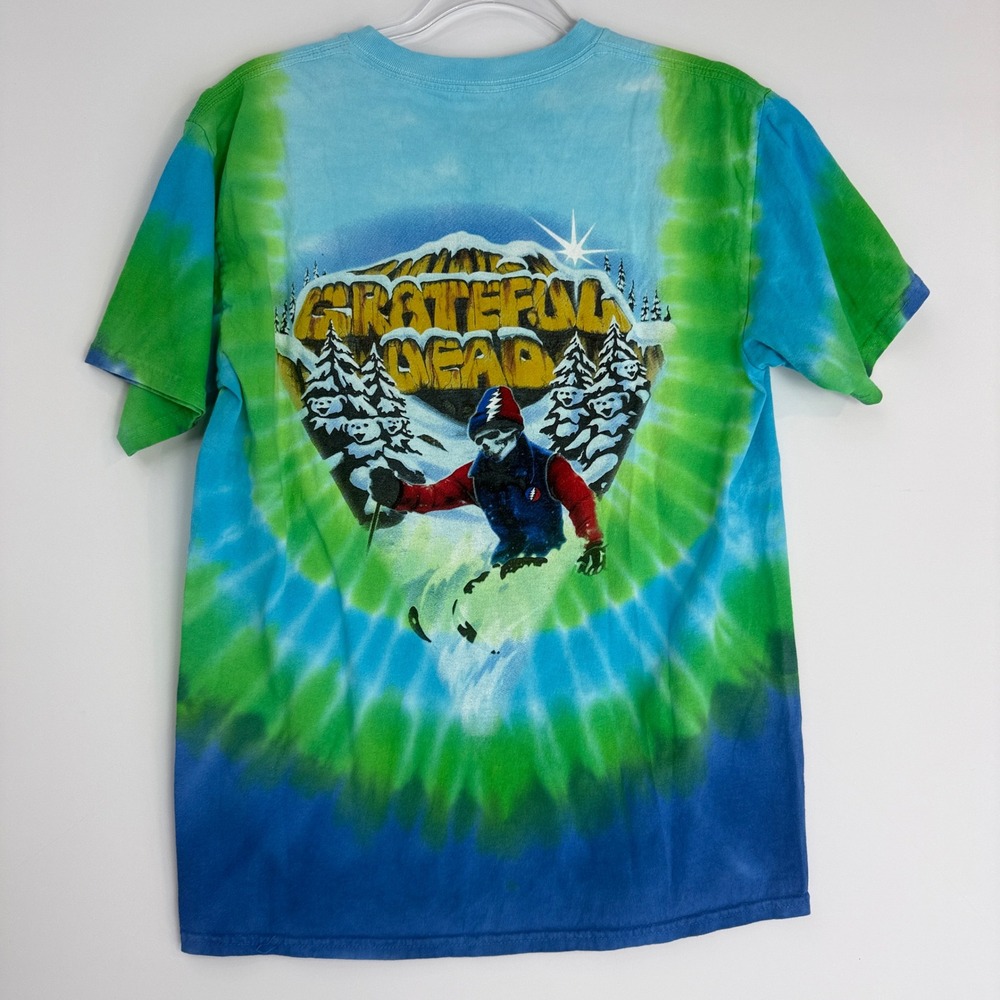 Vintage 1997 Grateful Dead T-Shirt Mens M Blue Green Tie-Dye Heli Skiing Sundog - Picture 2 of 11